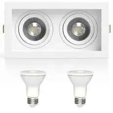Spot Duplo Branco ou Preto 110/220 V Embutido Recuado Par20 Com 2 Lampadas de Led
