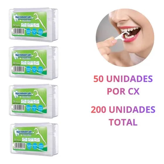 Fio Dental Com Haste 200 Unidades Uso Infantil E Adulto