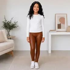 Legging Cirrê Infantil Juvenil Teen Couro Brilho MolhadoTérmica Flanelada Peluciada Frio Inverno 12 ao 16