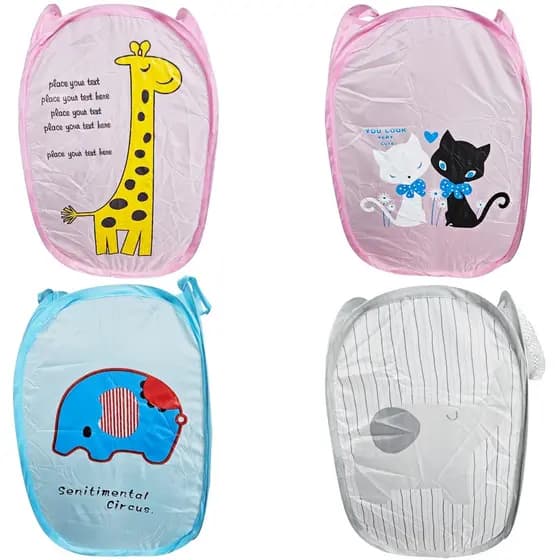 Cesto Organizador Infantil Dobrável Multi Brinquedo Roupas Elefantinho Girafinha