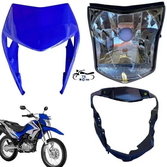 Carenagem Farol + Bloco Optico Otico + Carcaça Interna Nxr Bros 150 2013/2014 Azul