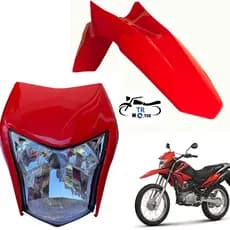 Carenagem Farol + Bloco Otico + Carcaça Interna + Paralama Dianteiro Moto Bros Nxr 150 Vermelho 2013
