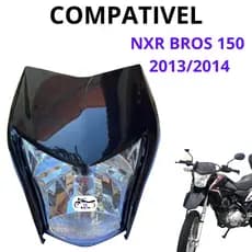 Carenagem Do Farol + Bloco Optico Nxr Bros 150 2013/2014 Preto Preta