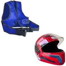 Cinto De Segurança Colete Infantil Moto Azul + Capacete Vermelho Homem Aranha 54