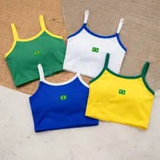 Cropped Top Canelado Feminino Personalizado Copa 2026 Brasil