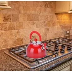 Chaleira aço Inox com Apito Ferve Rápido Fogão Gás Esmaltada Inox Vermelho ALTA QUALI...