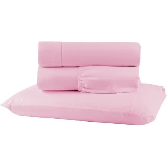 Jogo de Cama Rosa Lençol Micropercal Solteiro Textura Suave
