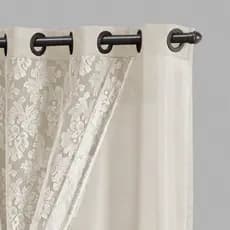 Cortina Elegante 2,20x1,30 para Sala Quarto Bege Marrocos Renda Detalhada Presilhas Varão até 1,80m