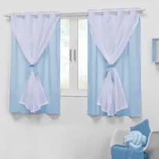 Cortina para quarto de bebê 2,20x1,30 com laços e voal Teen