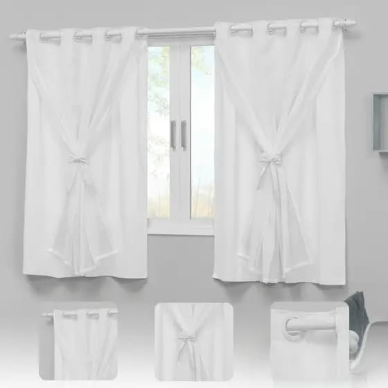 Cortina branca 2,20x1,30 para quarto infantil janela Teen