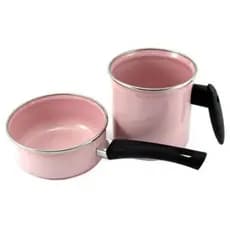 Conjunto ÁGATA Esmaltado Papeiro E Leiteira para Bebês  Metallouça Presente Chá de Fraldas