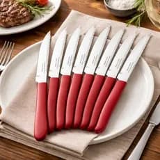 KIT 12 UNIDADES FACA SERRA CHURRASCO INOX JOGO CONJUNTO TRAMONTINA