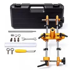 Kit Gabarito Para Furar Fechadura Porta Madeira 3 Fresas Ferramenta Instalar Fechadura