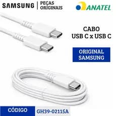 Cabo Carregador Samsung Usb-c Tipo C Original GH39-02115A Branco 1m 3a Dados S25 S21