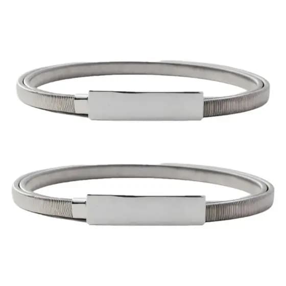 Kit 02 Cinto Metal Elástico Feminino Design Fivela Minimalista HL-26