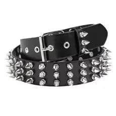 Cinto Rebite Punk Rock Preto Estilo Gótico Unissex Couro Sintético