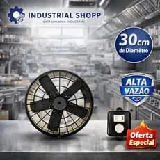 Exaustor Ventilador industrial 30cm INOX Com Dimmer Controle De Velocidade
