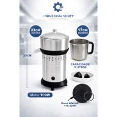 espremedor industrial de frutas sucos 700w com jarra de brinde 3 litros alta rotaçao inox