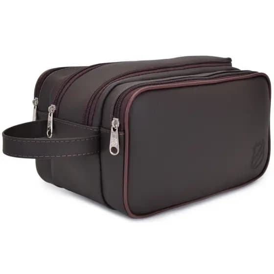Necessaire Grande Bolsa Organizadora Viagem Passeio Cosméticos Cor Marrom e preto