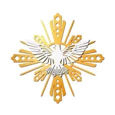 Divino Espirito Santo Vazado Mdf Aplique Dourado Quadro Batizado