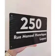 Placa em Acrilico Preto Para Endereço Número de Casa, Condomínios e empresa