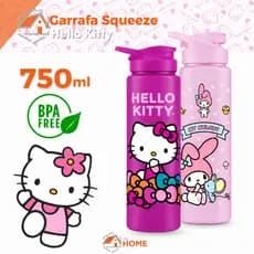 Garrafa de Água Squeeze Hello Kitty 750ml para Criança Adulto Escola Viagem Passeio