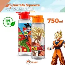 Garrafa de Água Squeeze Dragon Ball Infantil 750ml Resistente para Crianças Escola Viagem Passeio