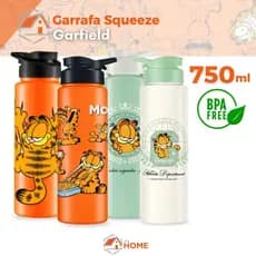 Garrafa de Água Squeeze Garfield 750ml Criança Adulto Escola Creche Viagem Passeio Sem BPA