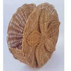 Organizador de parede com aplique de flor em fibra Natural - Estilo boho, rústico, minimalista, decoração.