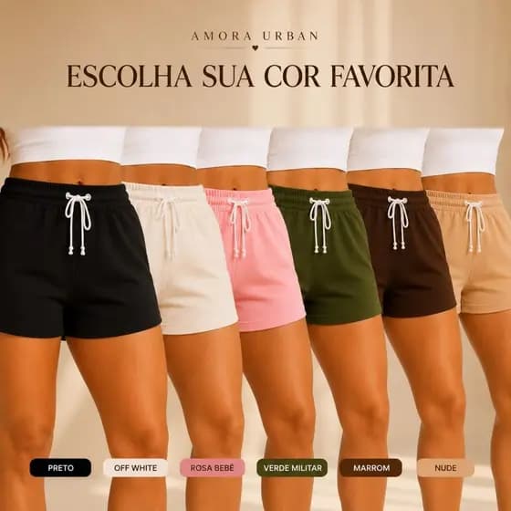 kit 3 Short feminino Bermuda feminina moletom short de algodão moletinho