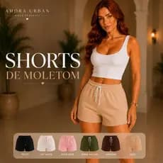 Short Feminino Moletom Bermuda Feminina Short básico Short Algodão Super Confortável soltinho treino