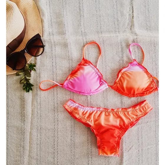Biquíni tie dye Biquíni cortinha empina bumbum brazilian butt lift bikini
