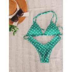 Biquíni de bolinha asa delta com bojo azul verde