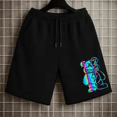 Bermuda De Moletom Flanelado Urso Neon Otima Qualidade Urban Life