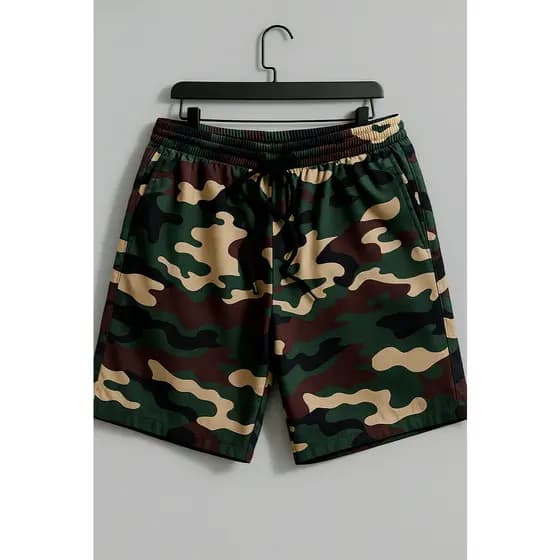 Bermuda Camuflada Masculina Tactel Urban Life – Estilo Gringo, Secagem Rápida, Streetwear