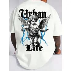 Camiseta Masculina em Algodão Camisa Angel Urban Life Streetwear Manga Curta