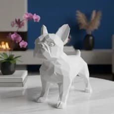 Estátua Decorativa Bulldog Francês grande  - Escultura Moderna Premium Design Exclusivo: Estilo geométrico