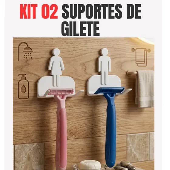 Suporte Para Parelho De Barbear Lamina Gillette Gilete Prestobarba Conjunto Feminino Masculino Parede Banheiro
