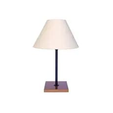 Abajur Luminária De Mesa Cabeceira Cúpula Cônica Base De Madeira Quadrada Para Sala Quarto Escritório Decoração