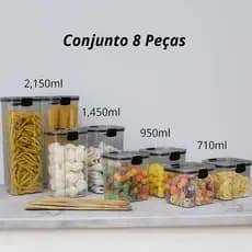 Kit 8 Potes Herméticos para Mantimentos de Cozinha