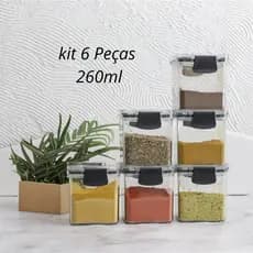 Kit de Porta Temperos Herméticos Empilháveis