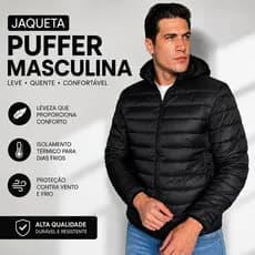Jaqueta Puffer Bobojaco Masculina Com capuz Removível Corta Vento Blusa de Frio Repele Água