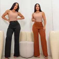 Calça Alfaiataria Wide Leg Social Pantalona Premium Feminina