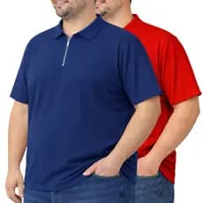 Kit 2 Camisetas camisa Polo Plus Size G1 G2 G3 Manga Curta Com Zíper Malha Canelada Masculina