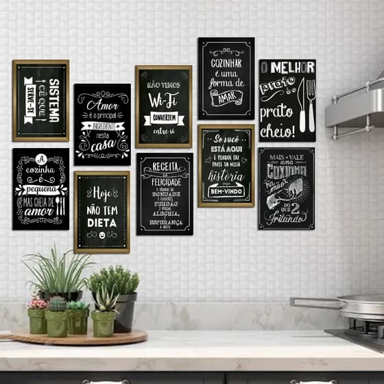 decoração moderana barato para cozinha quadros bordas marrom cozinha amor familia melhos prato é prato cheio 13x20cm MDF