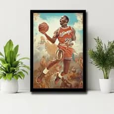 Quadro Nba Chicago Bulls Moldura C/ Moldura Basquetebol - moldura cor preto 22x32cm