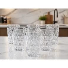 Jogo de Copos de Vidro 400ml com 6 e 4 Peças – Copo Diamond Transparente Resistente e Elegante
