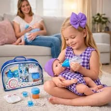 Kit Cuidados Bebe Reborn Azul Acessorios Boneca Mamadeira magica Fralda Copo Suco Chupeta Brinquedos