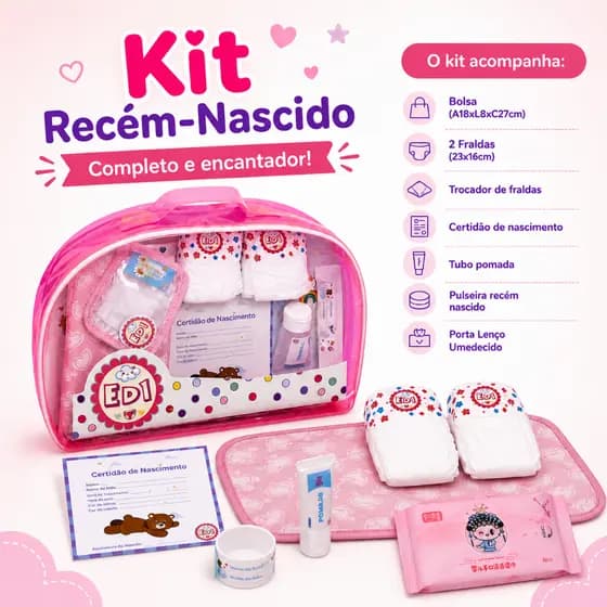 Kit Recém Nascido Bebe Reborn Acessórios Bonecas Bolsa Maternidade Fralda Trocador Pomada Brinquedos