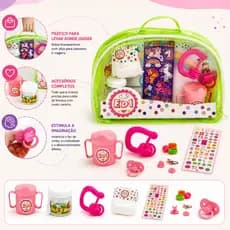 Kit Passeio Bolsa Acessórios Bonecas Bebê Reborn pequena Fralda Chocalho Chupeta Infantil Brinquedos